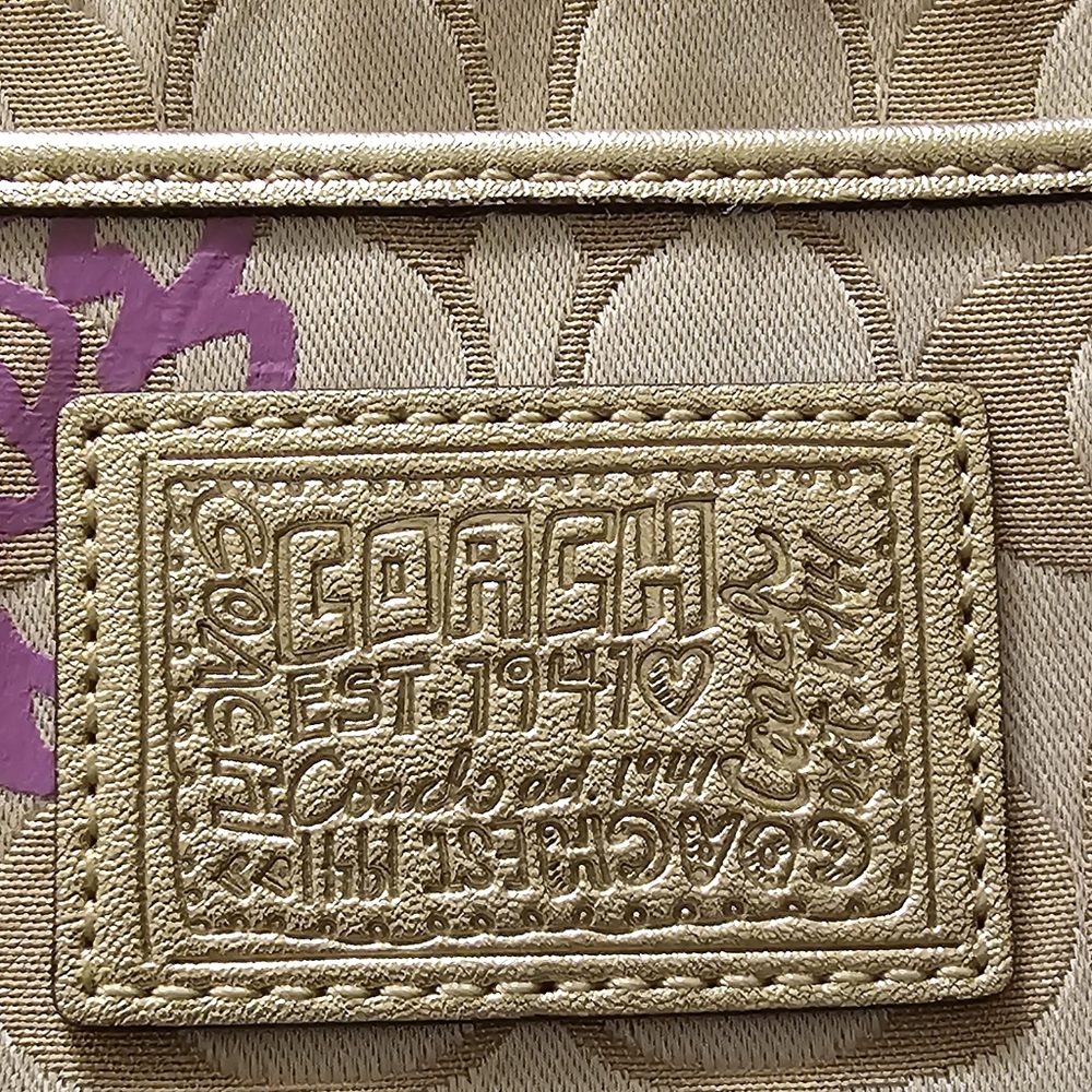 Coach Daisy Floral print Y2K Cream canvas Signature Swing Poppy Crossbody EUC - Picture 10 of 16